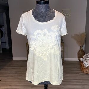 Chicos Ombre light yellow to white Embroidered Top Size 1